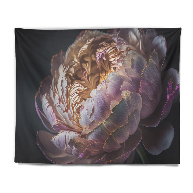 Floraison de pivoines roses et blanches I - tapisserie murale pivoines florales, H 32 po x l 39 po