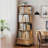 5 Tier Rotating Bookshelf, 360° Display Spinning Bookshelf with Wheels, Rotating Bookshelf Tower-1272816074