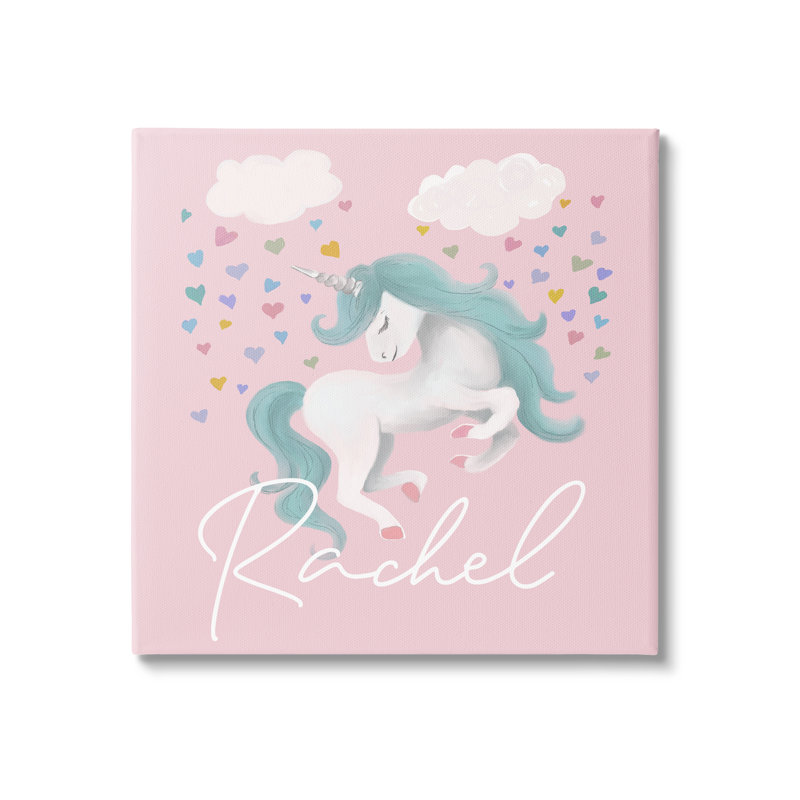 «Girl's Pastel Unicorn cmw-087», art mural personnalisé, Oui, Toile tendue, H 17 po x l 17 po