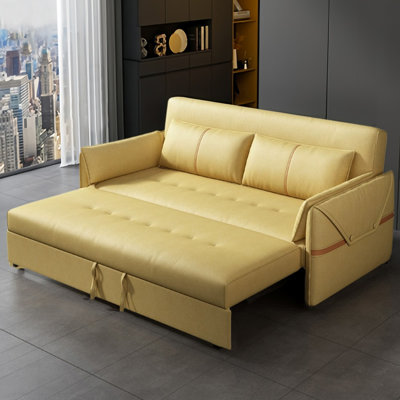 Loveseat Yellow 100% Polyester Sleeper sofa