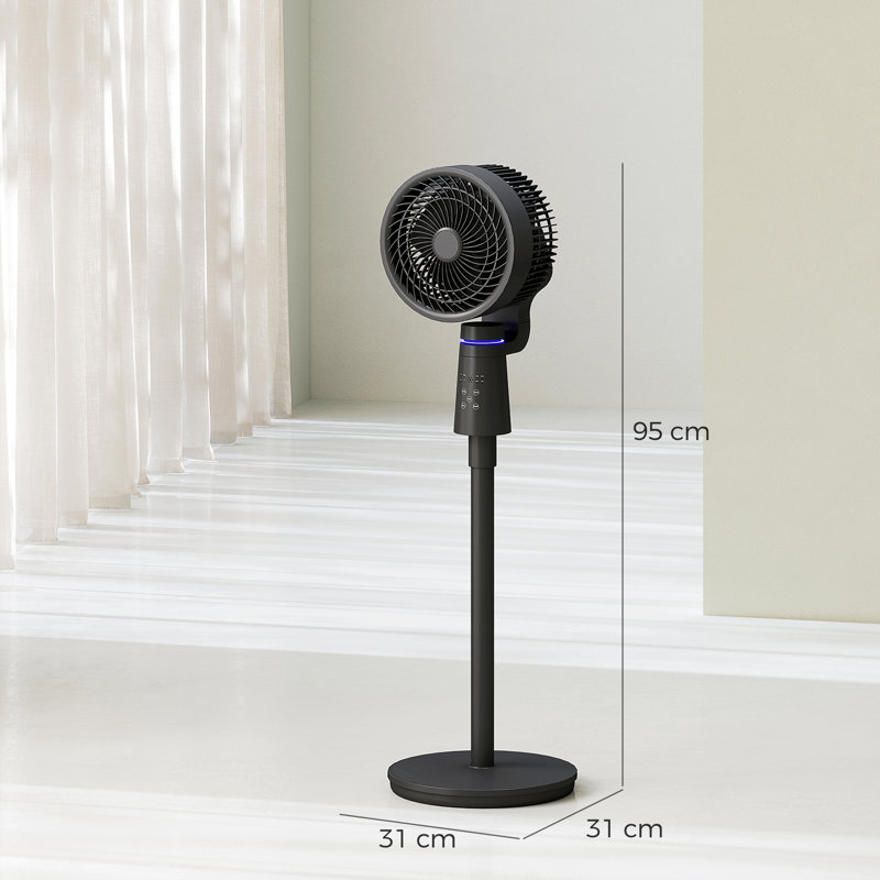 17 Stories 95cm Oscillating Pedestal / Standing Fan Fan with Remote Included, Black
