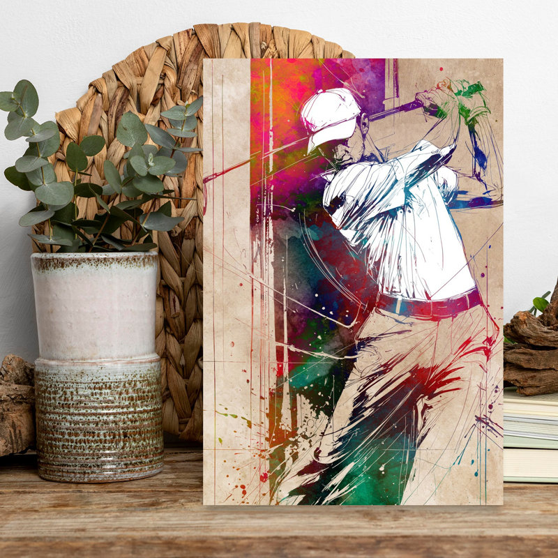 Art mural dynamique et dynamique, golfeur dynamique, H 18 po x l 12 po