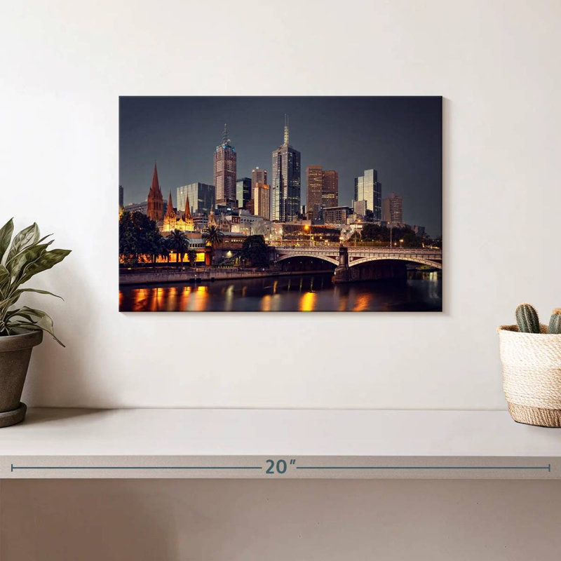 Rorry Melbourne Night Skyline, 8" H x 12" W