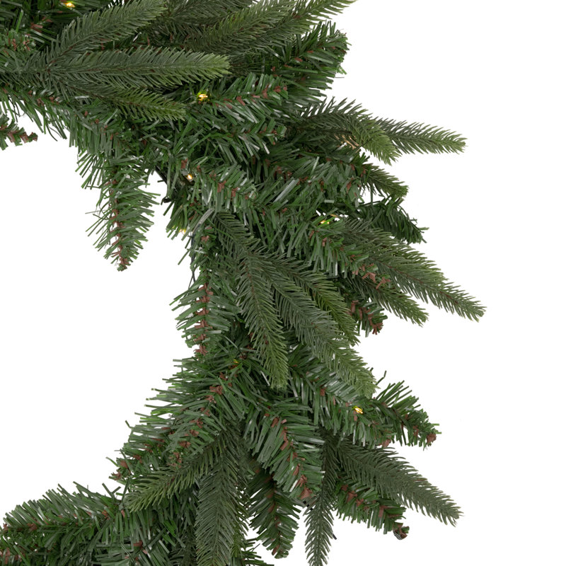 Couronne de Noël artificielle pré-éclairée en sapin Roosevelt - lumières DEL blanc chaud de 48 pouces