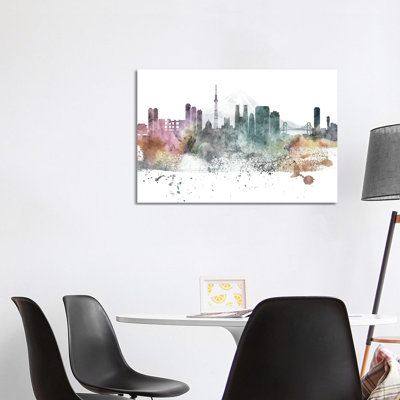 Tokyo Pastel Skylines - Wrapped Canvas Painting