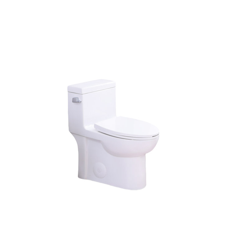 1.28 One Piece Toilet, Water Saving Elongated Form, Comfort Height Seat, Soft Closing Lid, 1000 Gram Flushing, Gloss White 003S, Bathroom Floor Mount Design,
