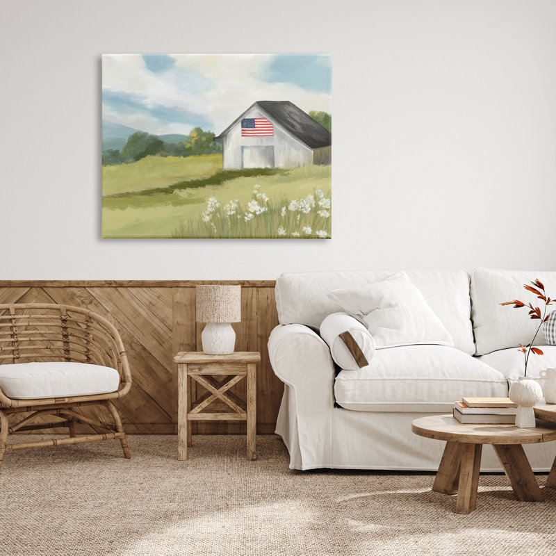 Peinture du drapeau américain sur une grange sur bois par Amy Hall, H 36 po x l 48 po x P 1,5 po