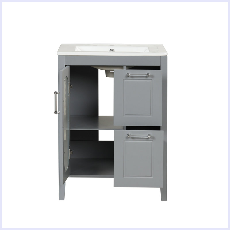Meuble-lavabo moderne avec lavabo et tiroirs Modern, Gris