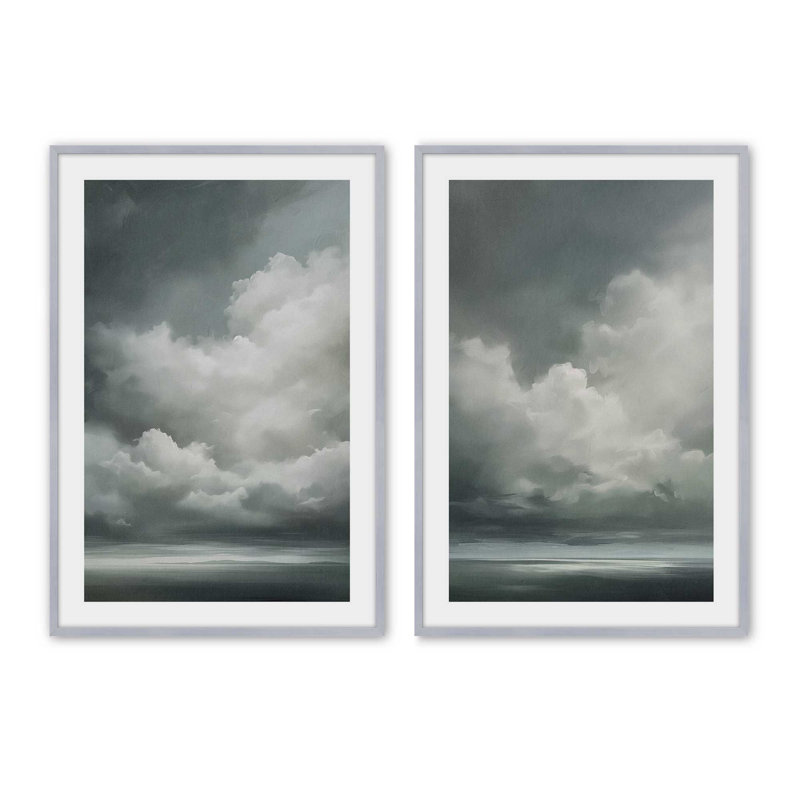 Ensemble de 2 estampes Sombre Skydance, H 21,25 po x l 34,5 po, Chrome poli