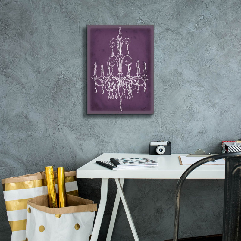 «Plum Chandelier Sketch 2» par Ethan Harper, art mural sur toile, H 16 po x l 12 po x P 0,75 po