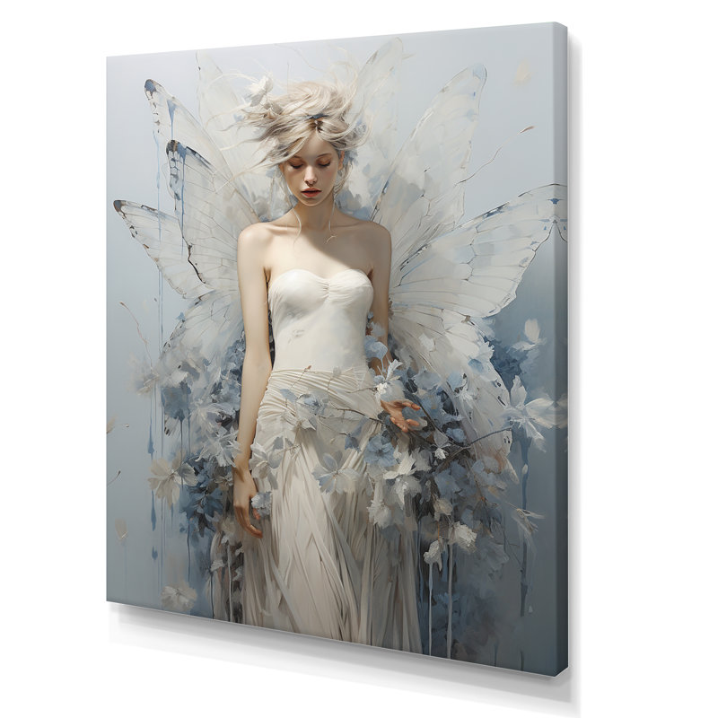 Fantaisie, minimalisme, fée des fleurs sur toile, H 32 po x l 24 po x P 1 po, Toile tendue