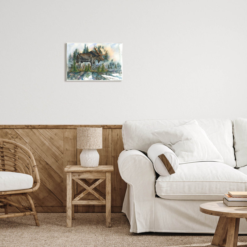 «Wild Moose Forest», art giclée par Dave Bartholet, H 10 po x l 15 po x P 0,5 po, Bois