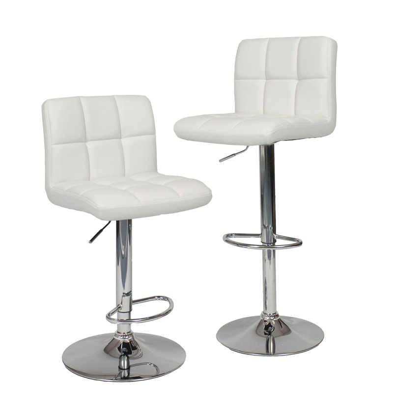 2 pièces tabourets de bar blancs avec système hydraulique réglable - siège en similicuir et base chromée pivotant à 360 degrés pour une utilisation polyvalente du tabouret (2 pièces) en mousse, confort accru