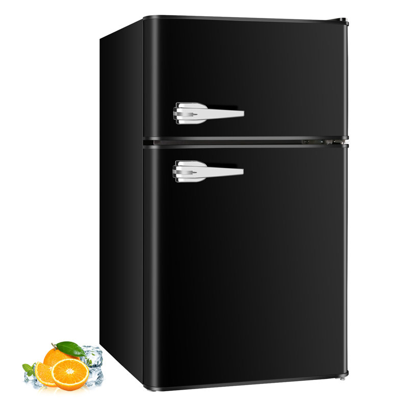 R.W.FLAME Retro 3.2 Cu. ft. Freestanding Mini Fridge with Freezer, Black