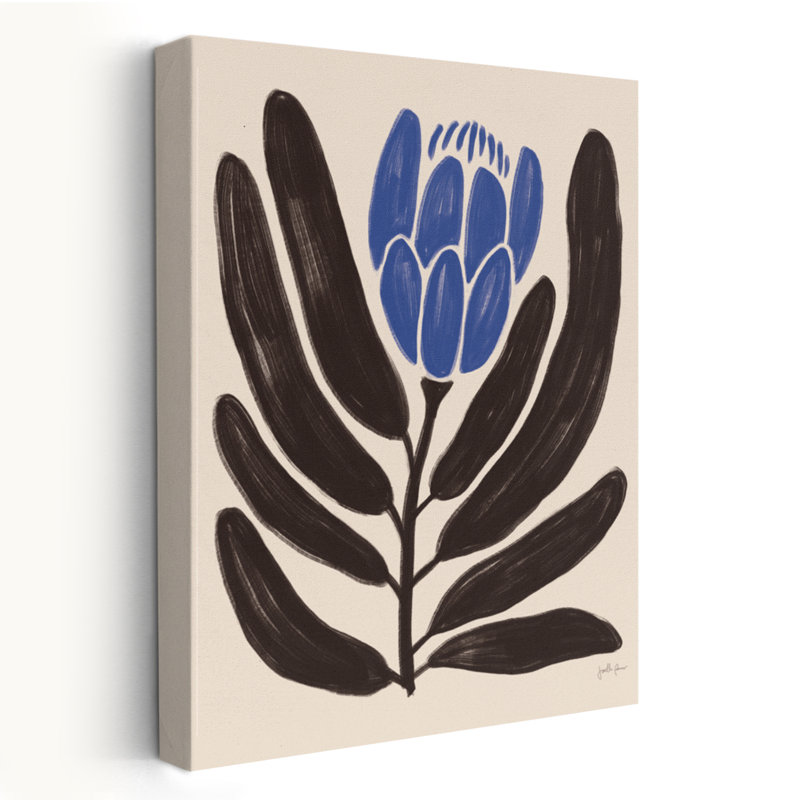 Fleurs simples I bleu - art floral crème bleu-noir, H 36 po x l 24 po