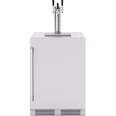 Presrv 5,6 pieds cubes Refroidisseur à bière d'extérieur convertible en acier inoxydable avec robinet triple et rangement pour 107 canettes