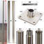 Poteau en acier inoxydable Amgo, robuste avec plaque de base et pince de fixation à hauteur réglable