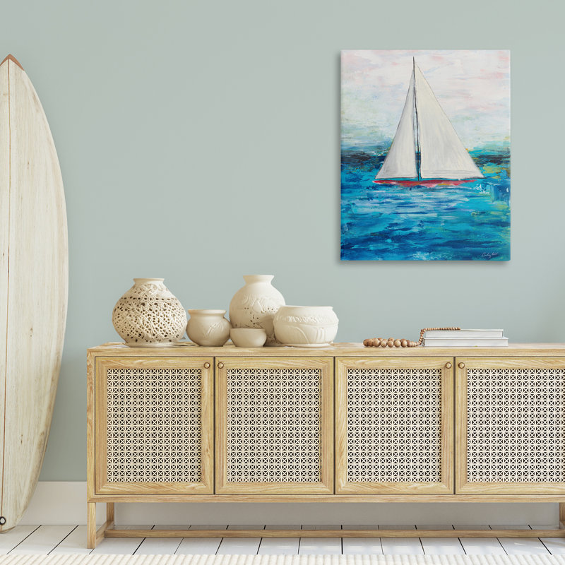 Art mural sur toile "Bateau à voile" par Courtney Prahl, H 40 po x l 30 po