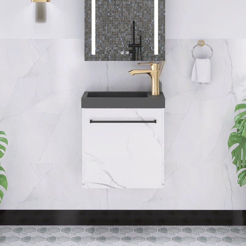 Meuble-lavabo simple 20 po avec plateau en résine Laynette
