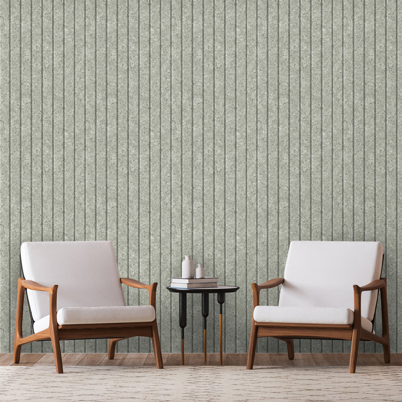 Papier peint à rayures en liège, Sauge