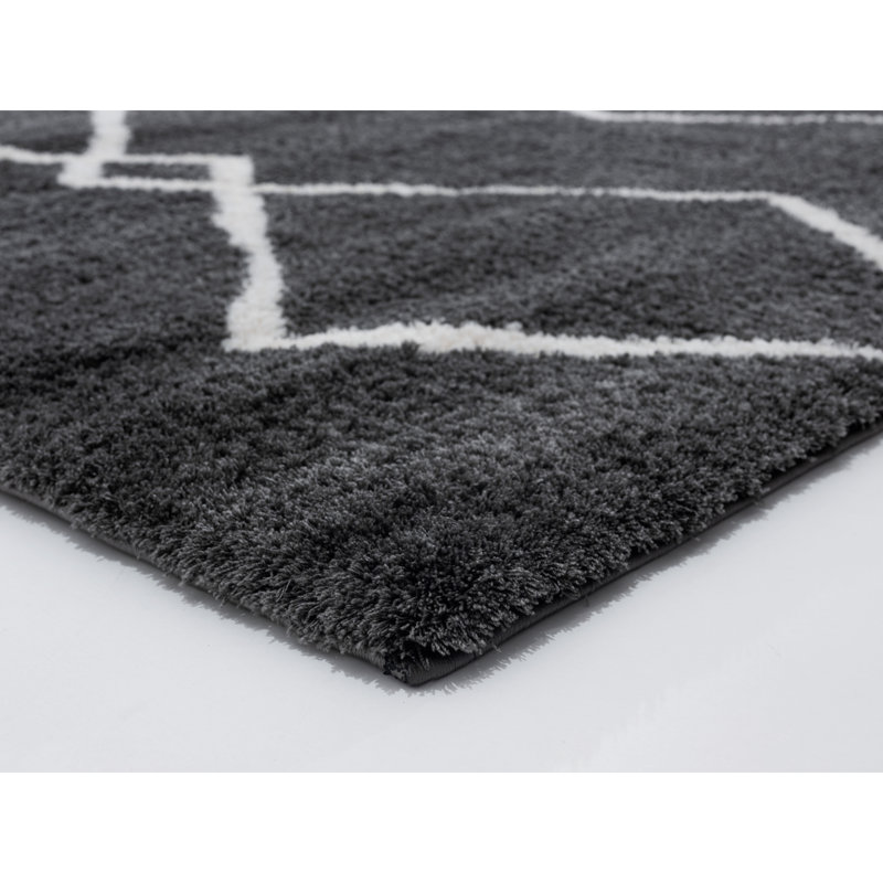 Tapis gris foncé Ilwell, Rond 7 pi 10 po