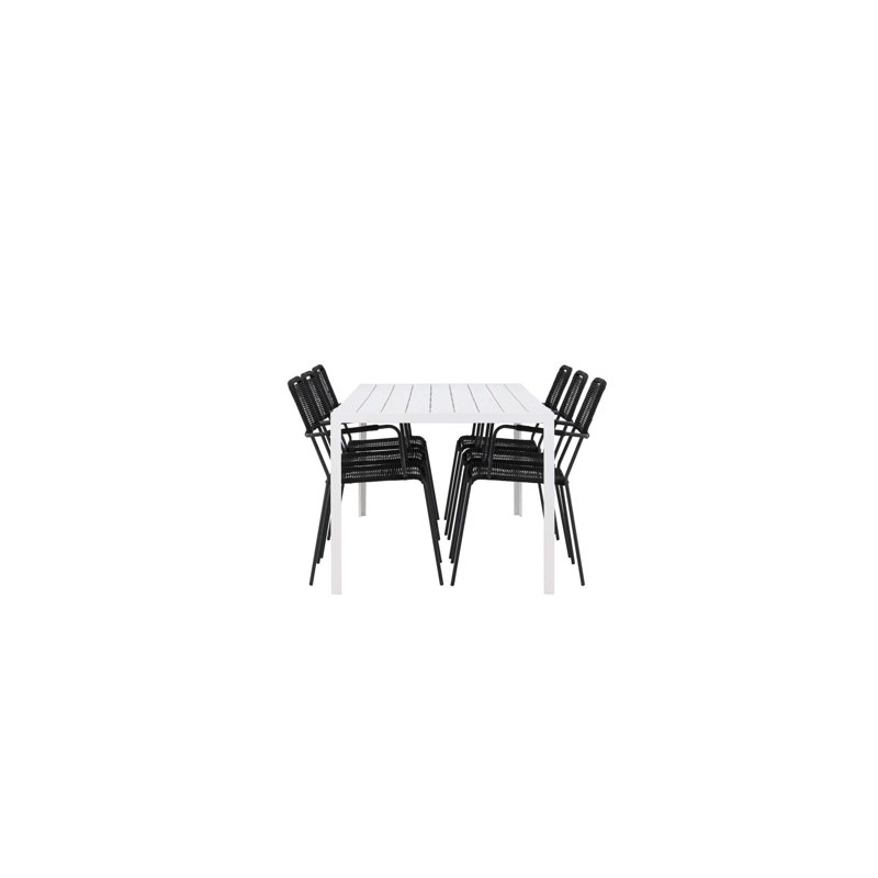 Ashtyn 6 - Person Patio Dining Set Rectangular Table, Black