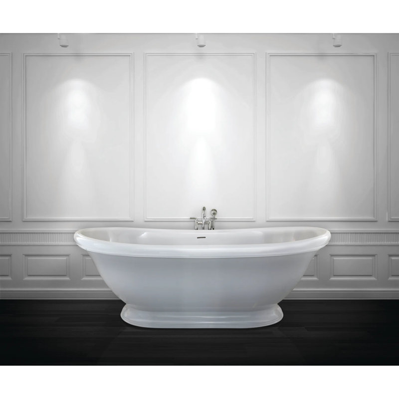 Georgetown 70'' x 35'' Soaking Solid Surface Bathtub, Polished Nickel, Matte White