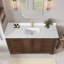 Meuble-lavabo simple 60 po avec plateau en pierre de quartz blanc Friedliese-271129519