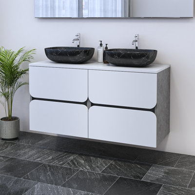 Meuble-lavabo double 47,2 po avec dessus Kaydin