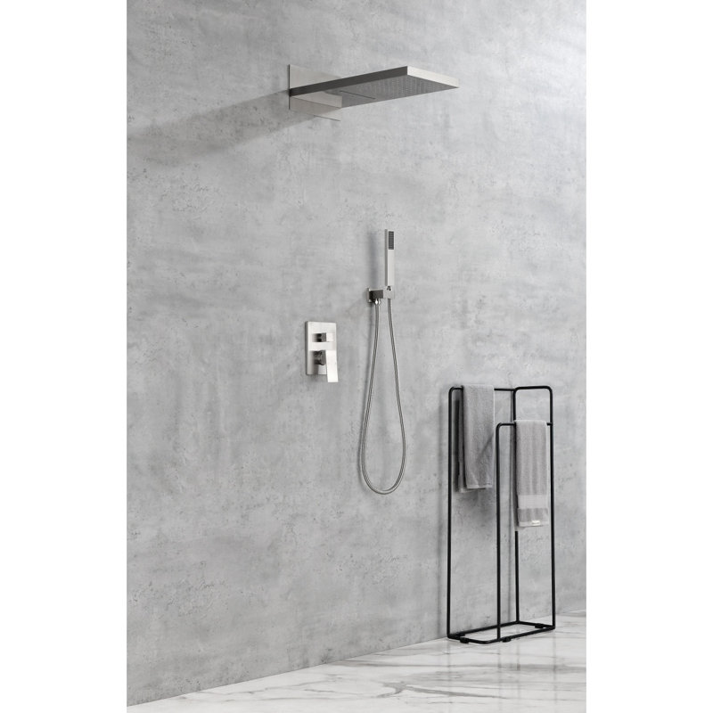 Shower System,Waterfall Rainfall Shower Head With Handheld, Shower Faucet Set For Bathroom Wall Mounted, Brushed Nickel