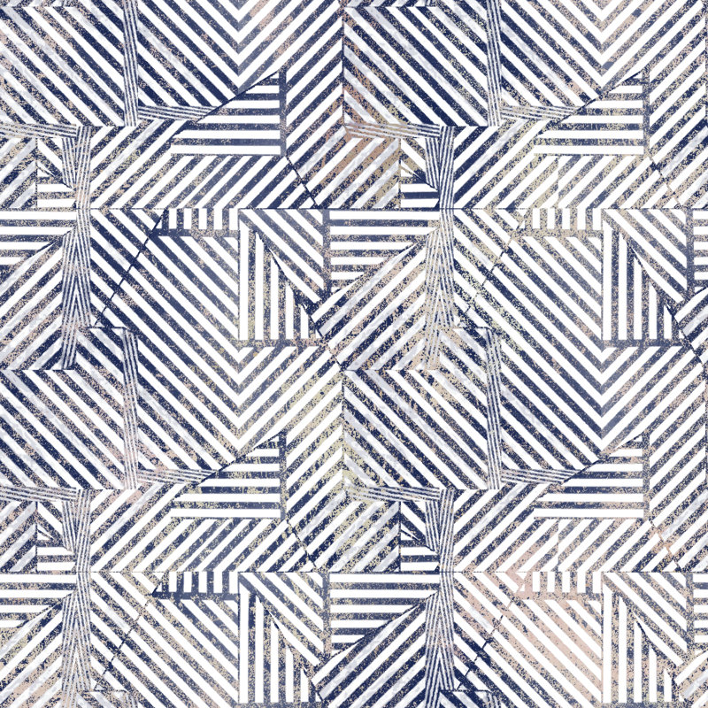 Talarico Geometric Shapes Duvet Cover, Kingsize Duvet Cover, Navy