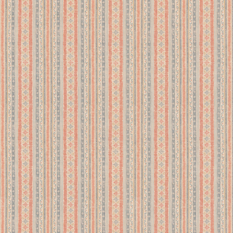 House Small Prints Compton Cotton Blend Fabric, Indigo/Red