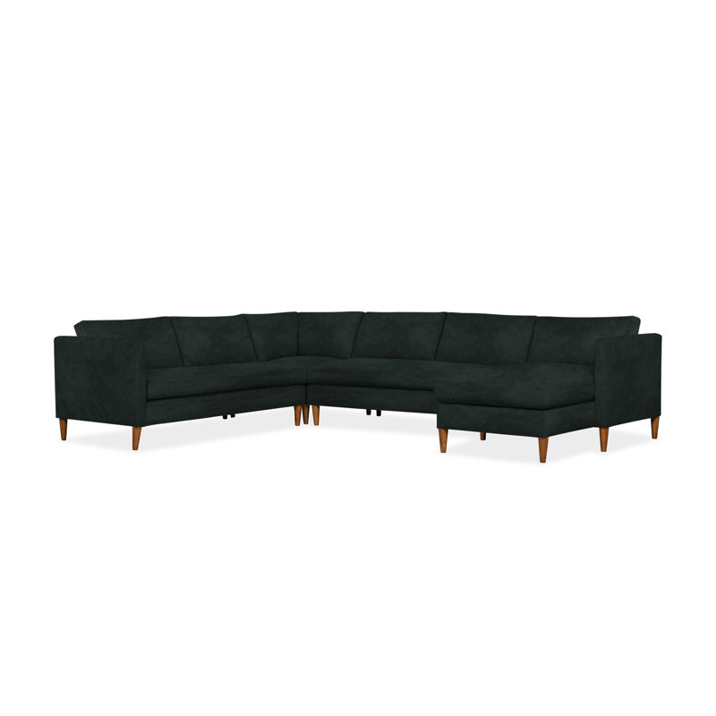 Clifford 4-Piece Upholstered Custom Sectional, Right Hand Facing, Bella Hunter Performance Velvet