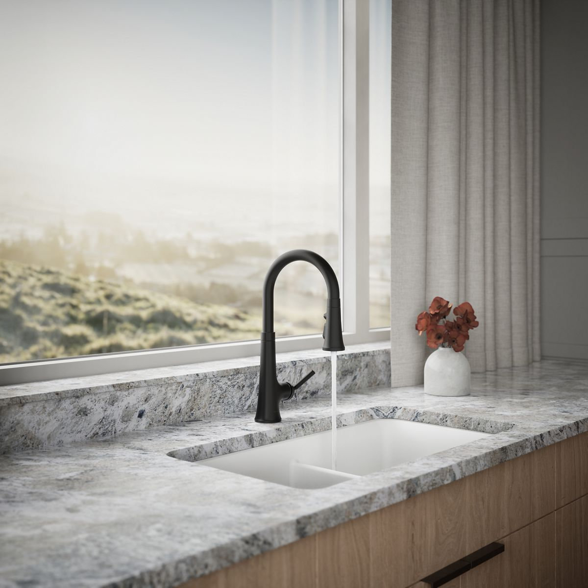 Tone Pull-Down Kitchen Faucet, Matte Black