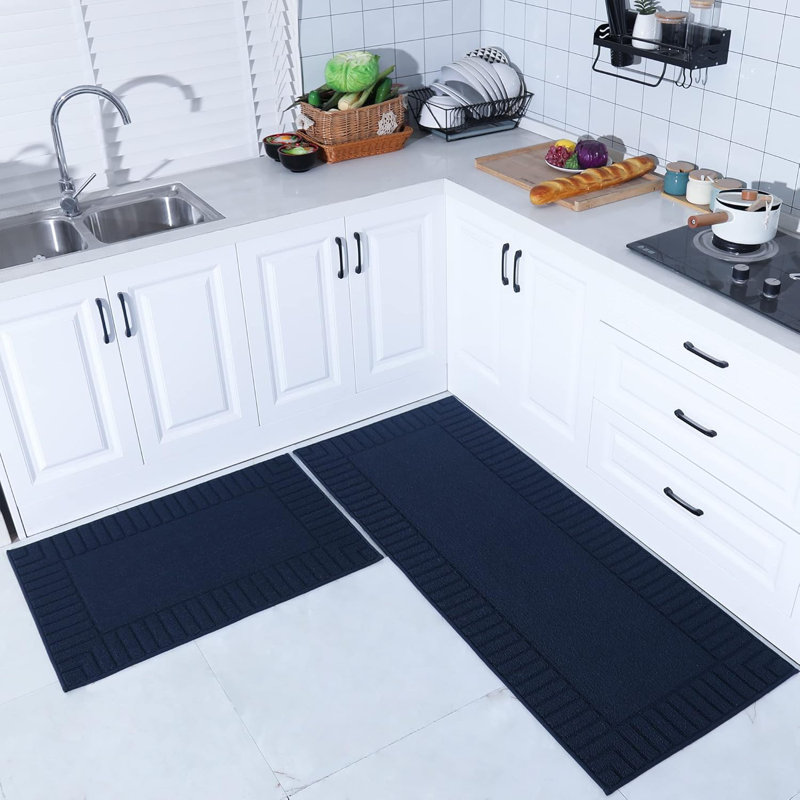 Kitchen Rugs,Set Of 2 60X89cm+60X152cm, Navy