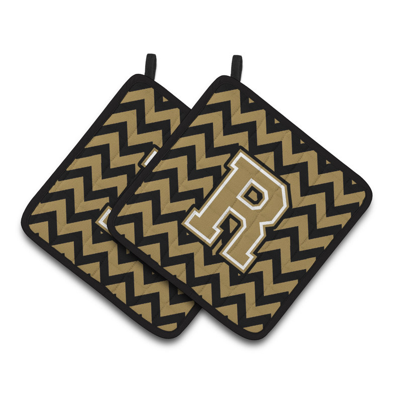 Poignée à chevrons, R, Noir / doré foncé