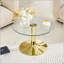 Table basse ronde en verre trempé avec base dorée