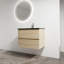 Meuble-lavabo mural 30 po avec lavabo en céramique noire, 2 tiroirs à fermeture en douceur