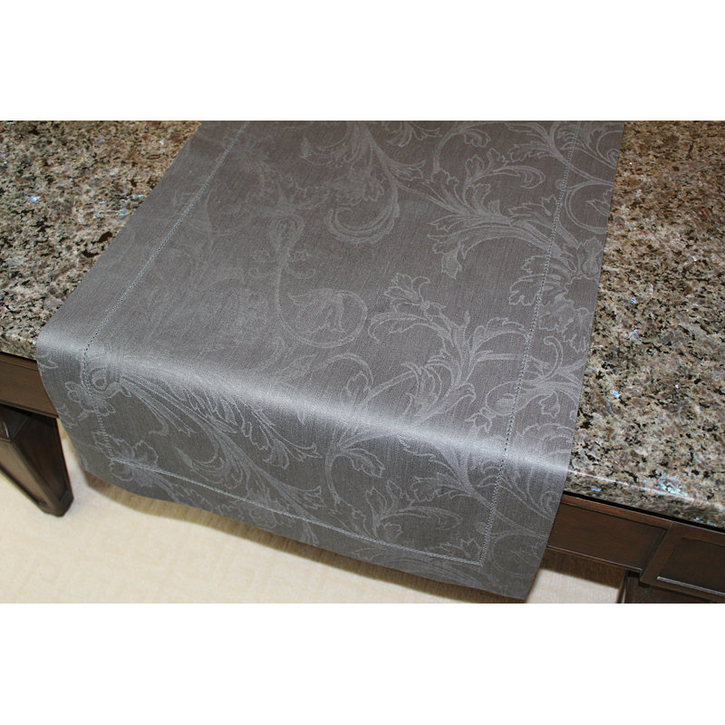 French Home Linen Renaissance Tablecloth, 20" L x 68" W, Dark Gray