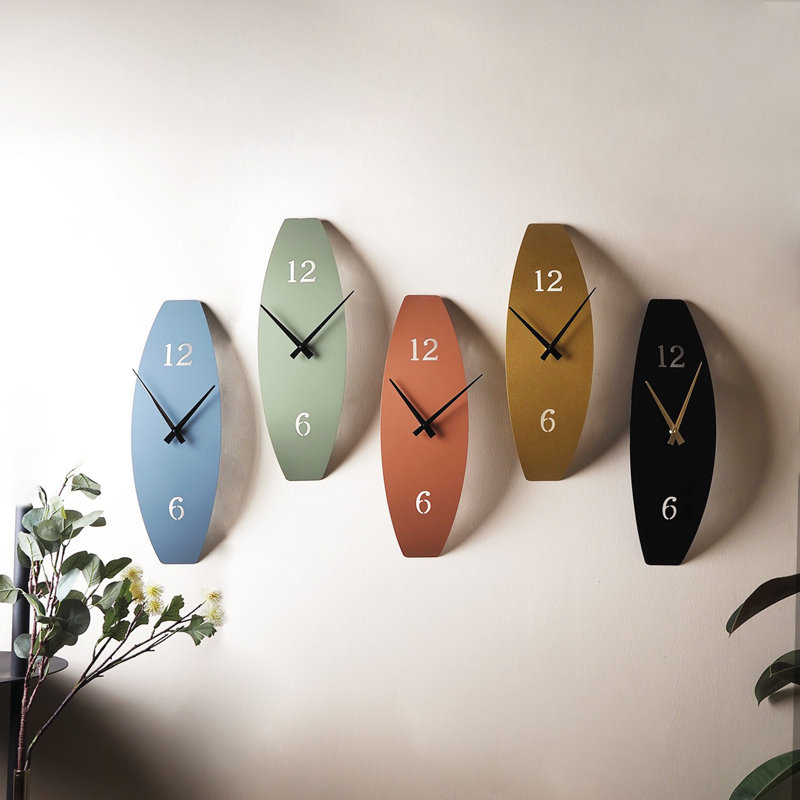 Stylish Decorative Metal Wall Clock, Black Color, 5.9 x 18.1 inches | 100% Steel Construction, Thickness: 0.04 inches | Silent Mechanism for Continuous Sweep, Perfect for Home or Office Décor
