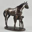 Animal Mare and Foal Horse Bronze Figurine