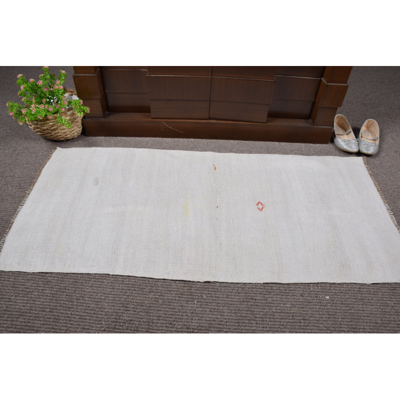 Soft Wool Handwoven Turkish Rug with Subtle Patterns for Unique Minimalist Home Decor