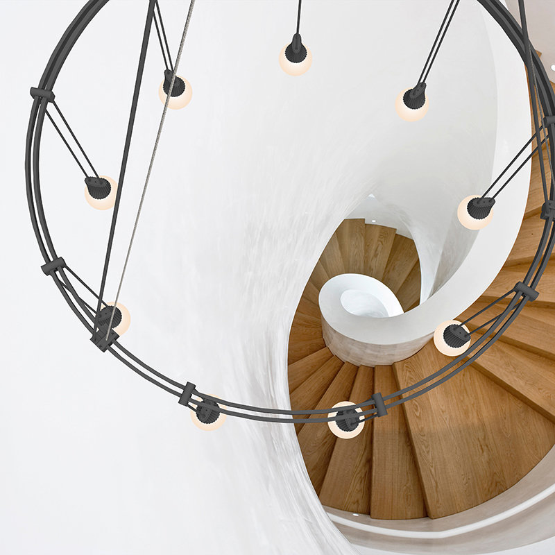 Satin Black 24" Modular LED Wagon Wheel Chandelier