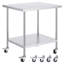 Table de travail en acier inoxydable avec 4 roues, 3 tablettes réglables, robuste pour les cuisines et les restaurants commerciaux