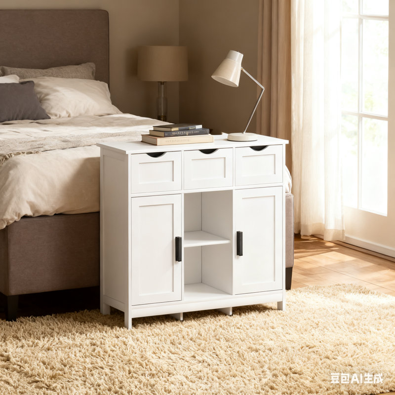 Storage Cabinets,Wooden Floor Cabinet,With Drawers And Shelves Storage Cabinets,Accent Cabinet For Living Room,Bedroom,Bathroom Furniture Home Decor(White)