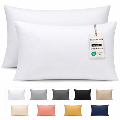 Luxury 400 TC Egyptian Cotton Pillowcases 2 Pack – Soft, Breathable & Hypoallergenic