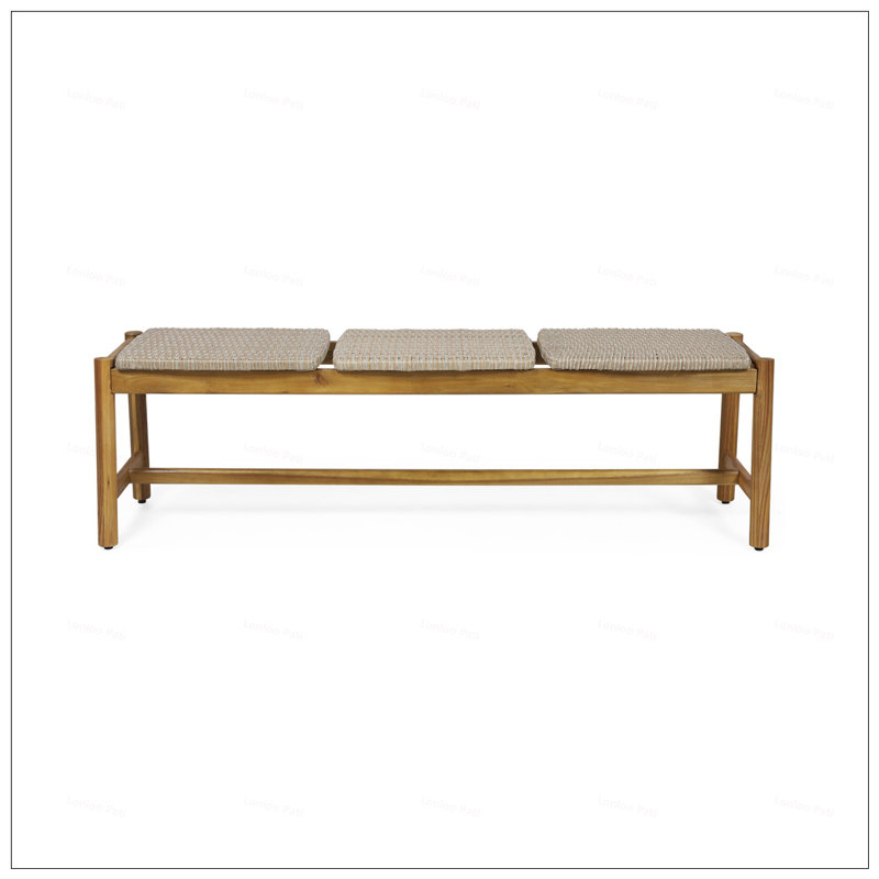 CAMBRIA 3 Seater Outdoor Bench With Rustic Acacia Wood And Polyethylene Rattan, Perfect For Patio And Garden