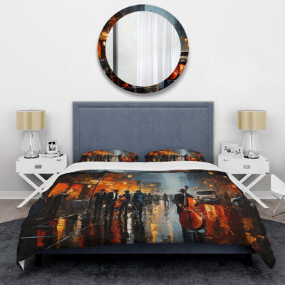Geography Comforter Set of 4 - African American Harlem City Bedding And Throw Pillow Set