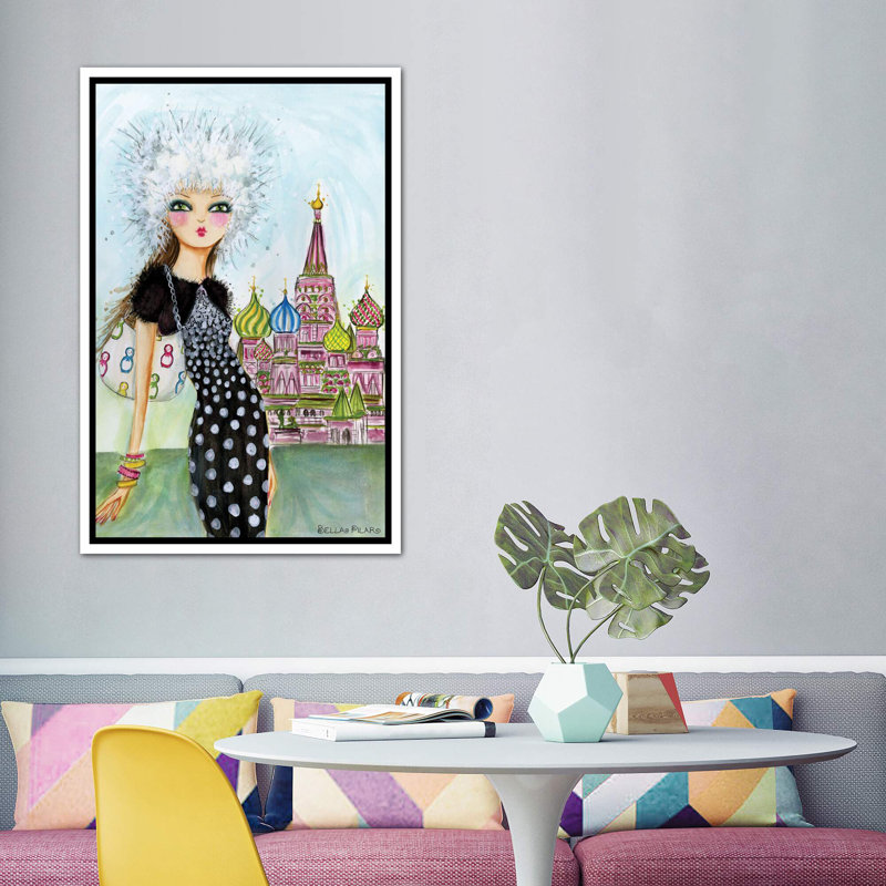 Art de Moscou, H 60 po x l 40po x P 1,5 po, Toile blanche encadrée