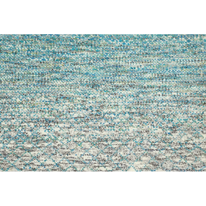 Hand-Knotted High-Quality Blue and Beige Runner, Runner 2'7" x 14'3"
